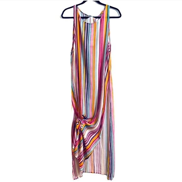 NWT La Moda Vertical Stripe Maxi Dress High Slits Size S/M - Picture 3 of 12